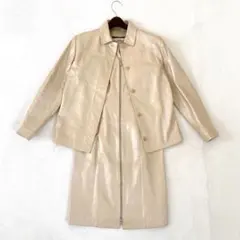 LOEWE Vintage レザーシャツワンピース ロング マーメイド 半袖 襟 
