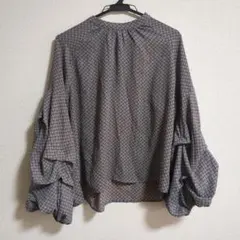 七分袖ブラウス Fサイズ　ブルー　ポワン袖