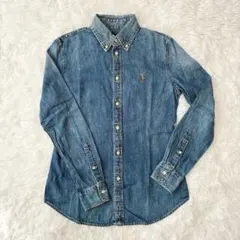 【美品】ラルフローレン　デニムシャツ　カスタムフィット　ポニー刺繍　S〜M