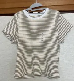 新品タグ付き 完売商品 UNIQLO ミニボーダーT 半袖 ベージュ