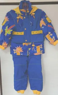 子ども用スキーウェア 青・黄色 動物柄
