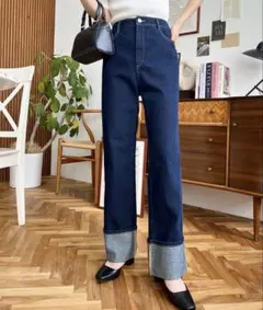 【moment＋】ロールアップデニムパンツ