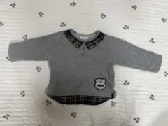 bebe チェック柄襟付きトレーナー　70〜80