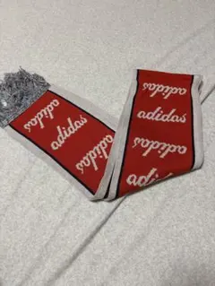 adidas アディダス ロゴ入り マフラー レッド