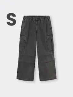 GU デニムスーパーワイドカーゴパンツNT+E ダークグレー