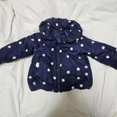 中綿ダウンジャケット ネイビー ドット柄