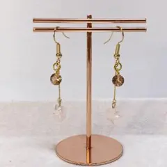 [33]華奢　揺れる　ほし　きらきら　モチーフ　ピアス　淡いピンク　オレンジ