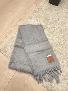 LOEWEマフラー （ウール&モヘア）フリンジ グレー