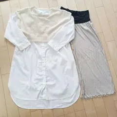 マタニティウェア ホワイト　ベージュ　授乳　授乳口付き　妊婦　マタニティ