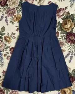 【美品】green label relaxing タックロングワンピース　紺　M