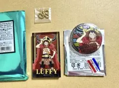 ONE PIECE アクリルブロックキーホルダー　缶バッジ　ルフィ　2点セット