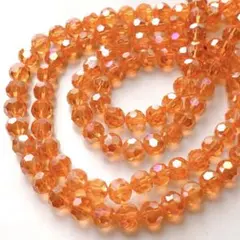 bm659/ガラスビーズ◇多面カット　クリアオレンジ　2連