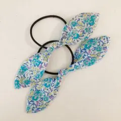 ハンドメイド　ヘアゴム うさ耳リボン