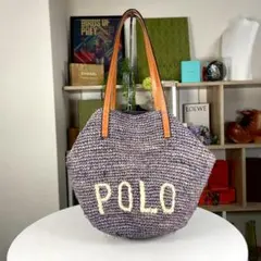 美品 POLO RALPH LAUREN ラフィア トートバッグ パープルのサムネイル