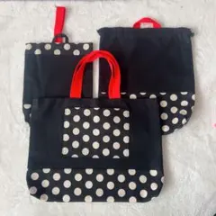 ◆処分価格◆水玉模様の手提げバッグ3点セット
