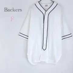 ♦︎バッカーズ【F】ベースボールシャツ　半袖　アメカジ　ストリート　麻混　リネン