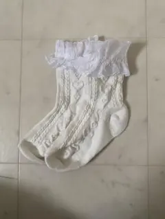 フリルリボン付き ホワイト アイボリー キッズ 靴下