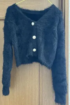 ファー風ブラックカーディガン