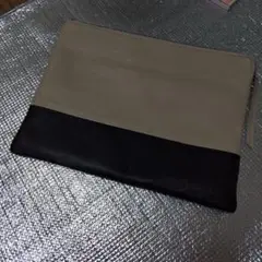 MURUA ベージュ黒レザー クラッチポーチ