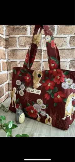 く*こ様 ハンドメイド☆サブバッグ☆トートバッグ☆和風☆柴犬柄☆赤