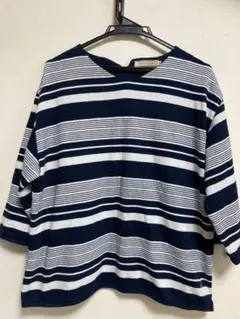 CROCODILE ストライプ Vネック 五分袖