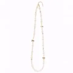 新品！リボンパールビーズネックレス　バニラ　QVC