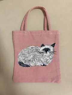 松尾ミユキ　トートバッグ　ミニハンドバッグ　猫　ピンクのサムネイル