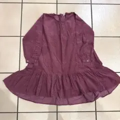 プティマイン コーデュロイ フリル ワンピース パープル