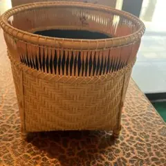 茶道具　平安　竹美斎造　即中斎好　方円篭　花入　共箱　M　R7760B 茶道具 平安 竹美斎造 円能斉好 経筒形籠花入 共布共箱 M R8053