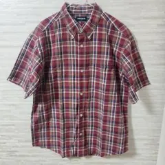 90s UNIQLO オールドユニクロ 半袖シャツ　ボタンダウン チェック柄 赤
