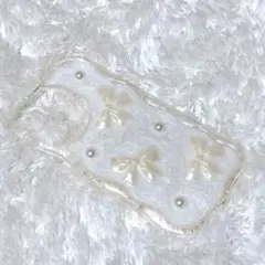 韓国♡クリア リボン フェイクパール iphoneケース16