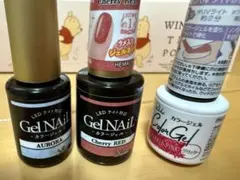 ジェルネイルAURORA, Cherry RED, sparkle pink