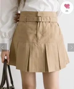 【OLIVE des OLIVE】ベルト付きボックスプリーツミニスカート