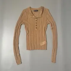 GAP リブニット 長袖 ヘンリーネック ベージュ XSのサムネイル