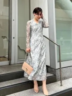 ラグナムーン LADYレースプリントワンピース　ロングワンピ