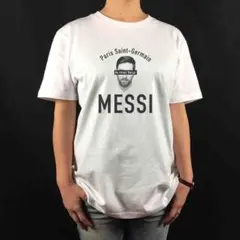 新品 メッシ サッカー パリサンジェルマン移籍 バルセロナ 目隠し  Tシャツ