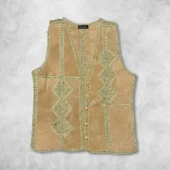 Ladies Fashion パッチワークベスト Vintage S〜Mサイズ