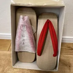 (未使用)阿波屋 草履 赤 木製　レトロ