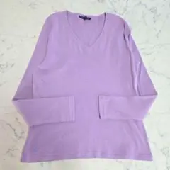 ラルフローレンスポーツ Vネック長袖Tシャツ ラベンダー 裾ポニー刺繍