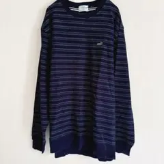 【Crocodile】 長袖トレーナー　ボーダー　ネイビー　中国製　Lサイズ