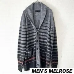 メンズメルローズ 4 カーディガン ミドル丈 ショールカラー ボーダー柄