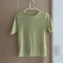 タグ付き　ライトグリーン ポリエステル Tシャツのサムネイル