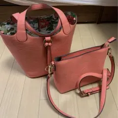 美品　トートバッグ　ショルダーバッグ　オレンジ　花柄　パーティー　春