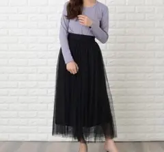 Lace Ladies ブラック チュール フレアスカートのサムネイル