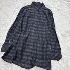美品★レリアン　チュニック丈　長袖　シャツ　サイズ13 黒　リネン混　シースルーのサムネイル