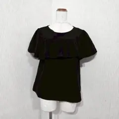 組曲 半袖カットソー（2）ブラック フリルデザイン きれいめ 上品 大人可愛い