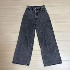 Heather ハイウエスト ワイドデニム S ライトブラック 細見え 春夏