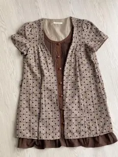 axes femme 【1500円均一】チェック柄ドット半袖チュニック