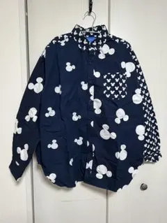 【美品】東京ディズニーリゾート ミッキーマウス 総柄 長袖シャツ ユニセックスM