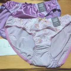 紫色無地と花柄ショーツ2枚セット　LL